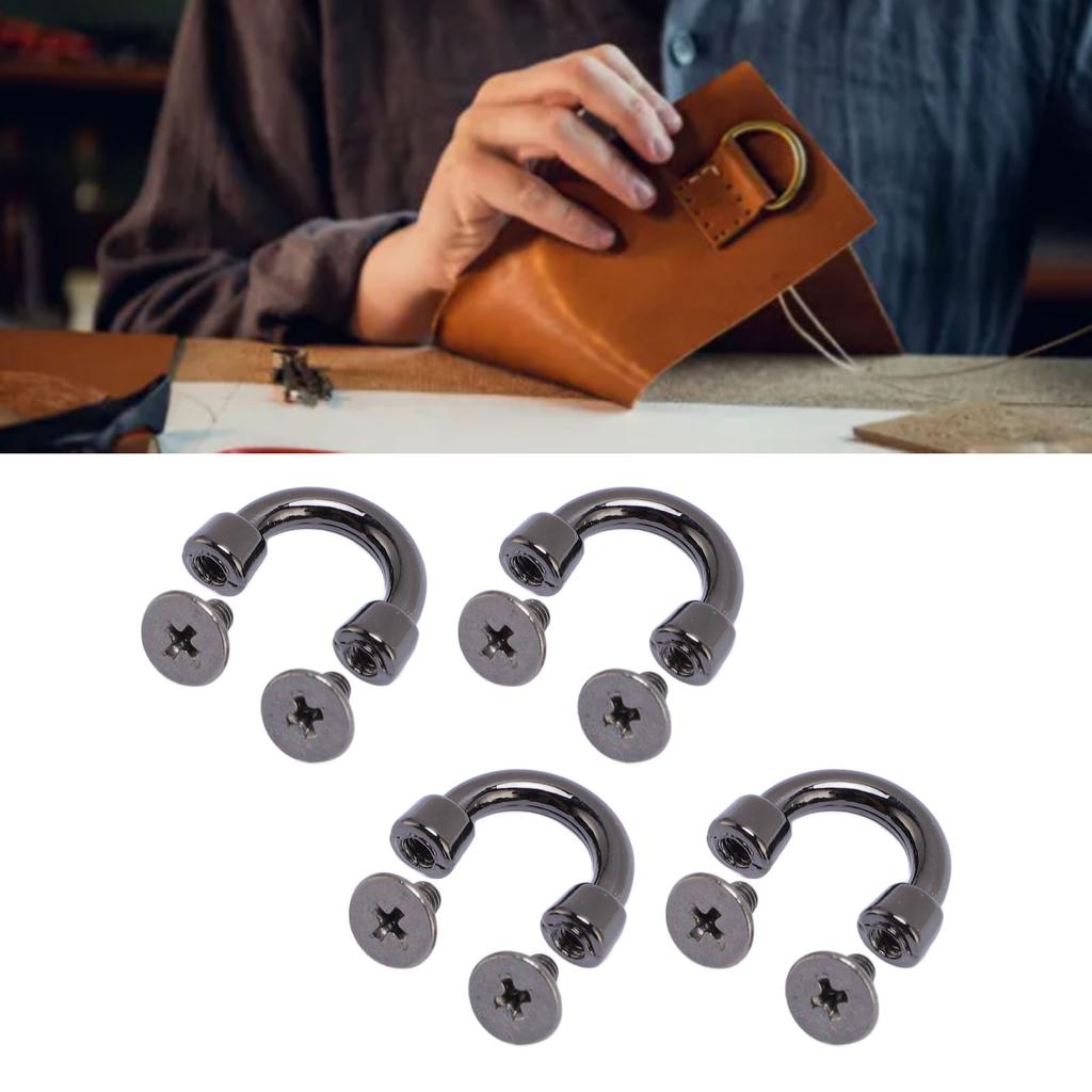 14 Sets D Ring Connector Buckle 11x9x3mm Silver Black Metal Arch Bridge Bag Connector Buckle with 5.