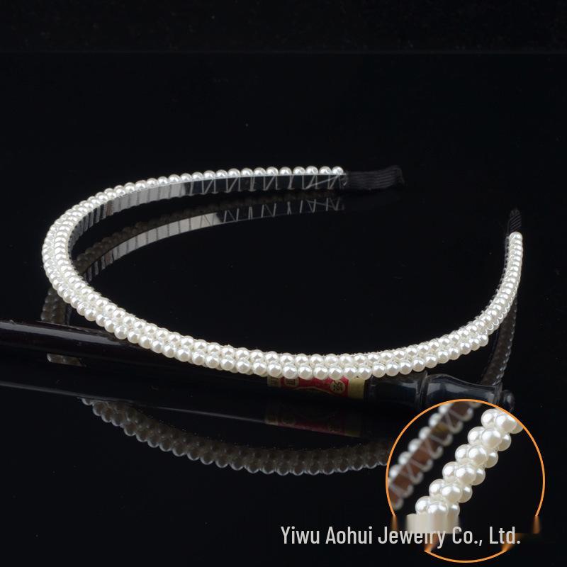 Handwoven Faux Pearl Headband & Bow Hair Clip Set for Brides