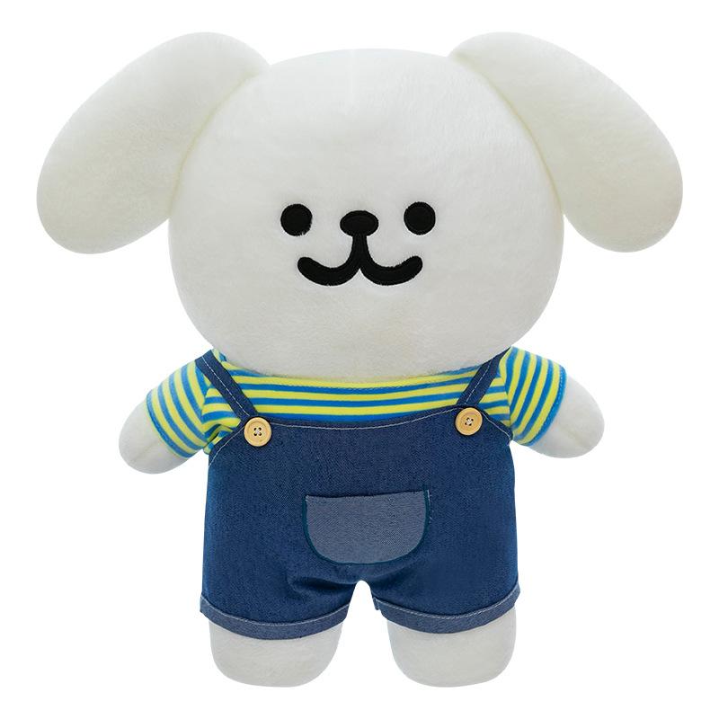 Overalls Skirt Line Dog Plush Toy Dressing Little White Dog Doll Doll Machine Exchange