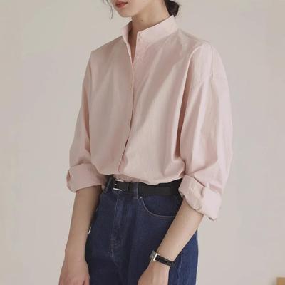 2024 Autumn Low-Saturation Twisted Stand Collar Shirt