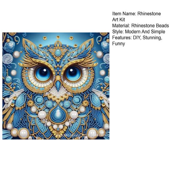 Rhinestone Painting Kits for Beginners 5D Animal DIY Rhinestone Art with Special Shaped Drills Owl Seahorse Gem Art Rhinestone Crafts