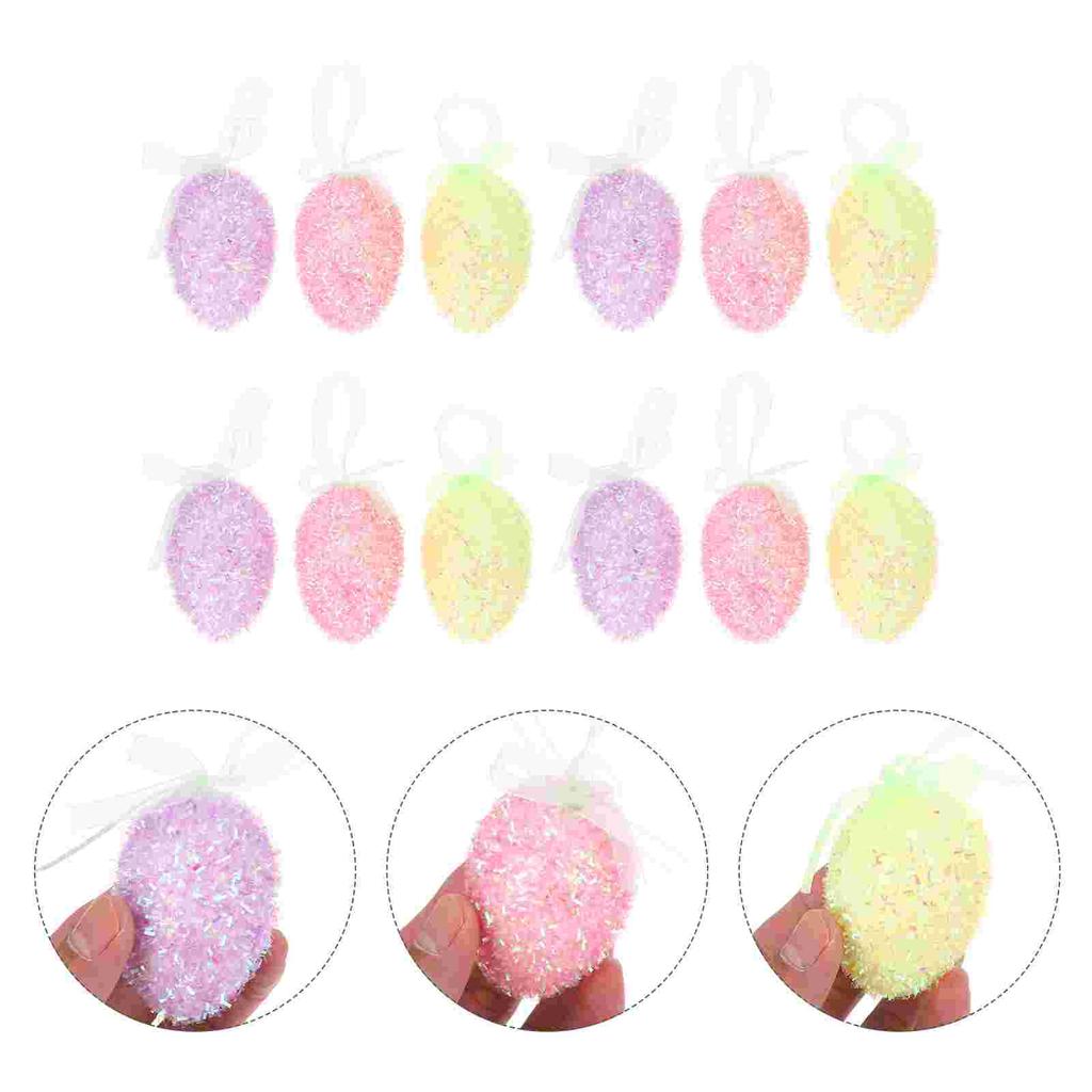 12 Pcs Eggs Easter Hanging Decorations Ornaments Decorating Pendant for Decorate Party Adornments