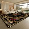 Modern Black Luxury Carpet Living Room Golden Border Antiskid Coffee Tables Mat Soft Foldable Office Lounge Decor Rug Easy Clean