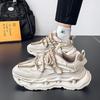 2025 spring new mesh breathable men's shoes lace-up casual sports shoes youth thick-soled heightening dad trendy shoes