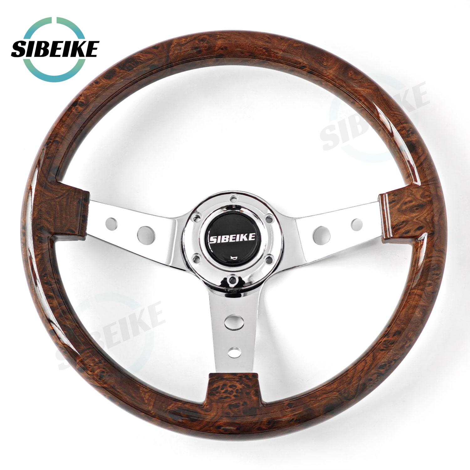 SIBEIKE 350mm Wood Color ABS Steering