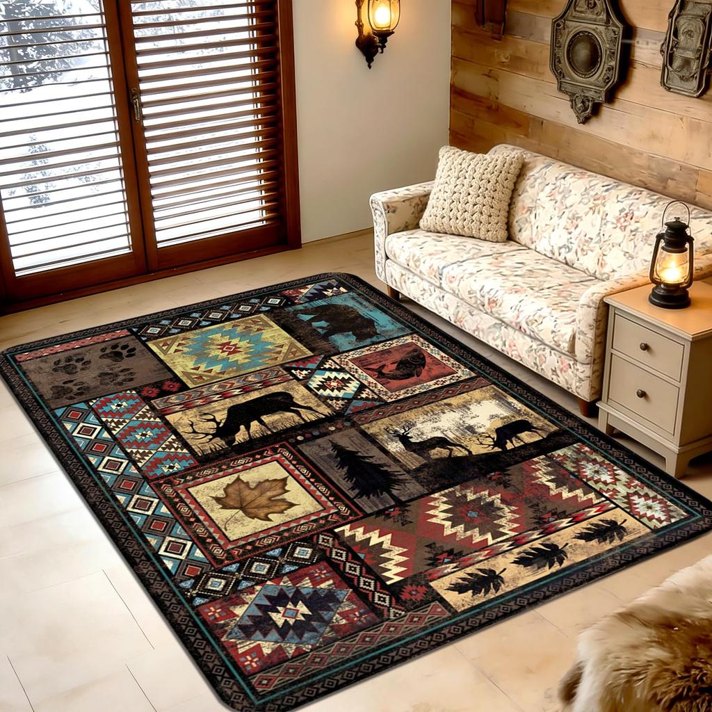 Halloween Room Area Rug 5'x7' Spider Web Rug for Bedroom Living Room Game Room Holiday Decorations
