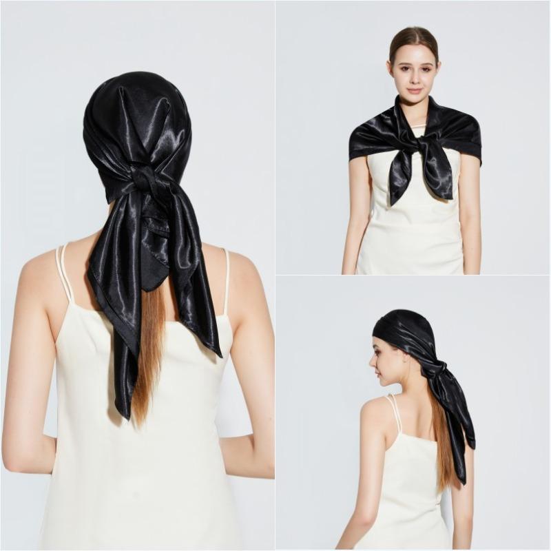 Selected solid color imitation silk generous silk scarf, women's silk scarf 90 * 90 color diced versatile scarf