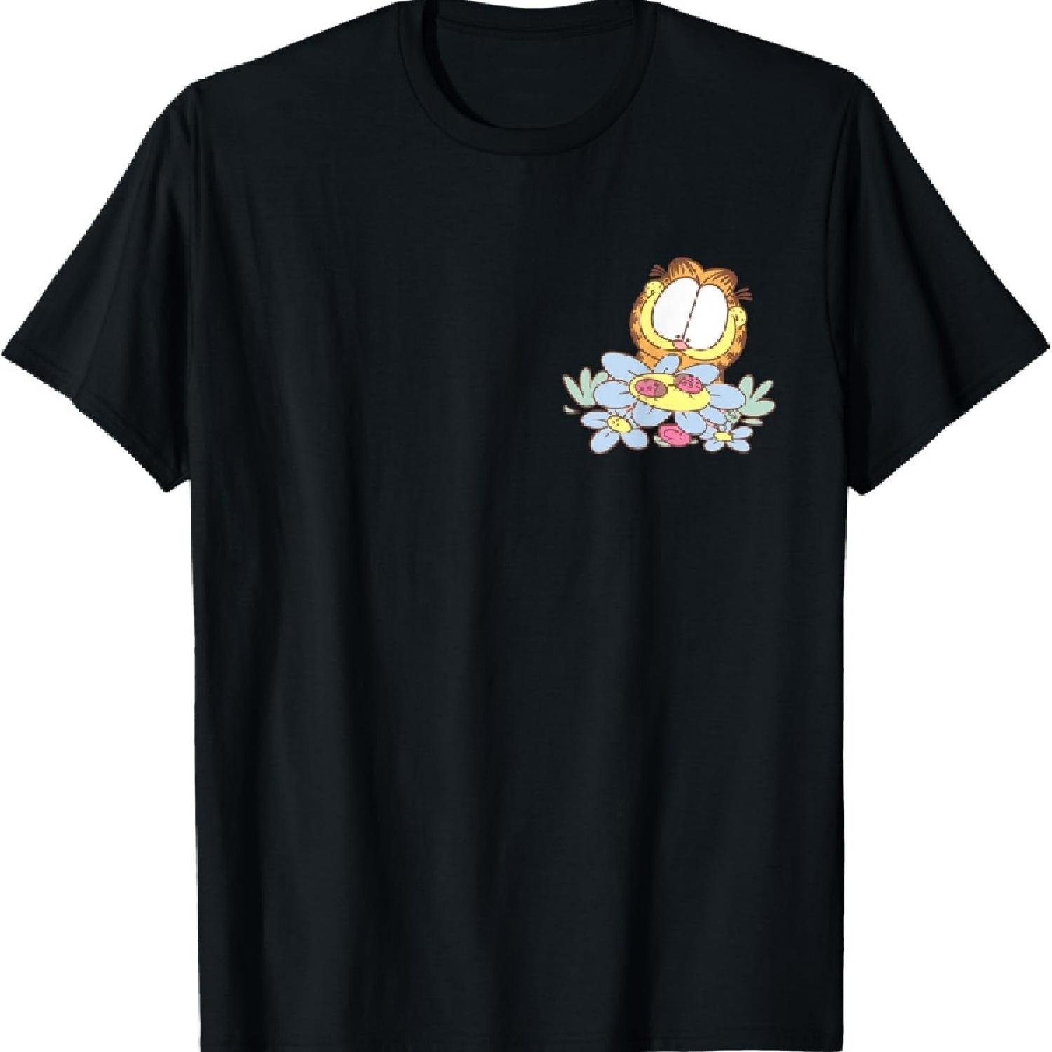 

Garfield Springtime Floral & Ladybug Left Chest T-Shirt XXXXXL чёрный