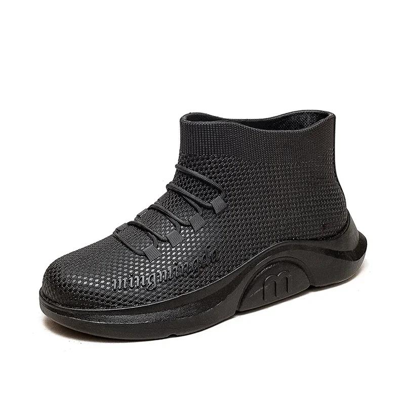 Herrenmode Regenstiefel Knöchel Gummischuhe Wasserdichte Galoschen Ehemann Angeln Arbeitssicherheitsschuhe Küche Isolierte Gummistiefel
