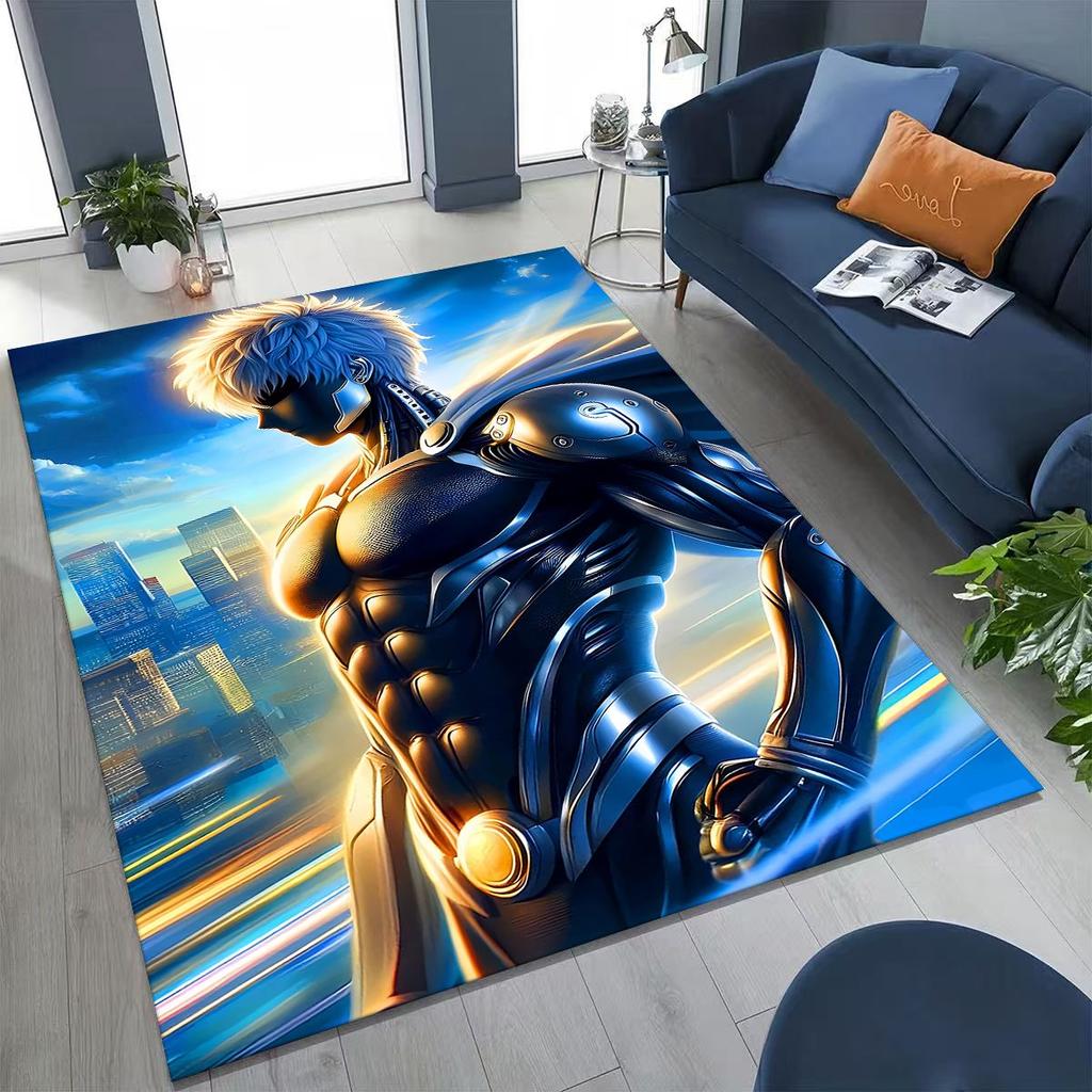 Anime One Punch Man Saitama Cartoon Cartoon Rug for Bedroom Living Room Sofa Home Doormat Decor,Kids Play Non-slip Floor Mat