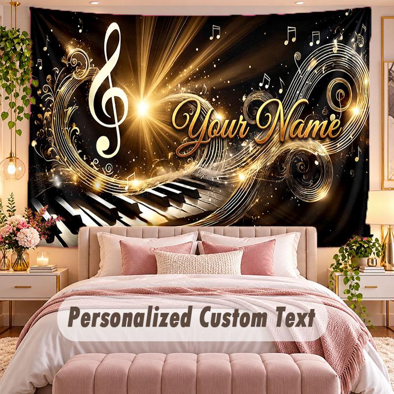 Music General (428) Theme Wall Tapestry Customized With Name Text Personalized Hanging Tapestry For Bedroom Living Room Decor