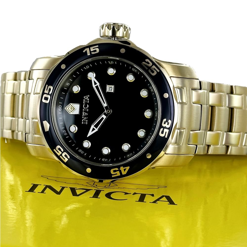 Pro Diver Big 200m Water Stainless Invicta [Invicta] Men's Watch, Case, Resistant, Black/Gold Steel, IN-47005