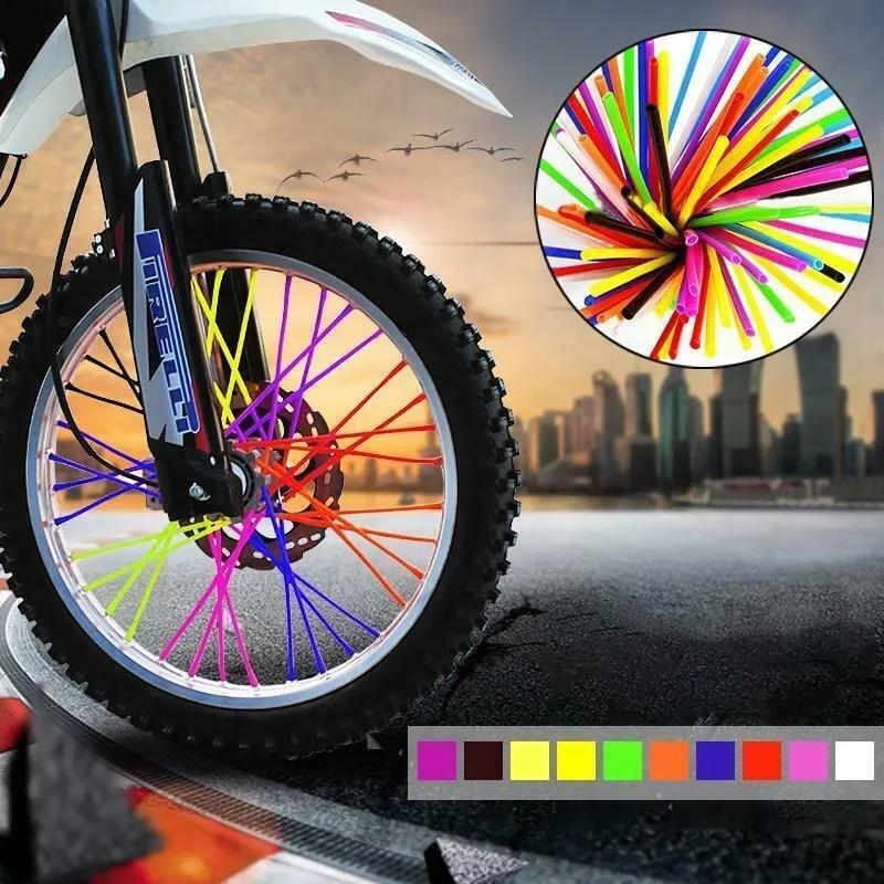 Universal Motocross Spoke Wraps 72PCS Multicolor Scratch-proof Dirt Bike Wheel Rim Spoke Covers for Riding Decoration