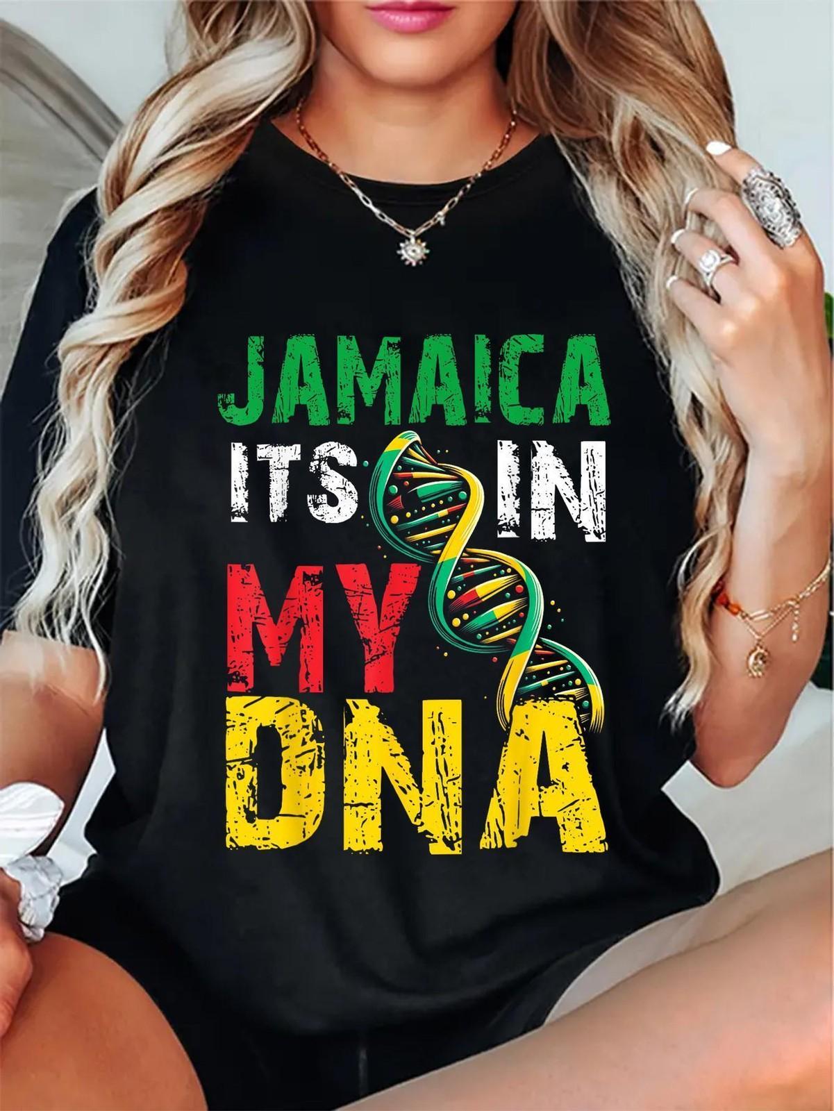 Jamaican Culture Flag Men Women Jamaica It s In My DNA T-Shirt Round Neck Shor XXXL