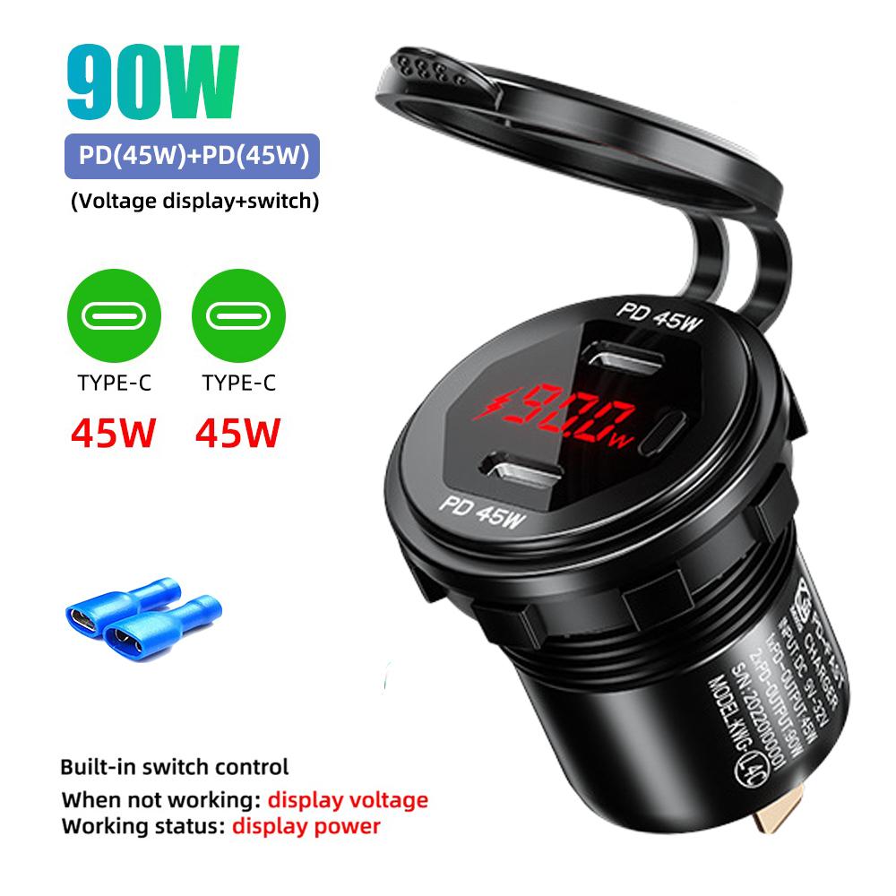 

Обновленный алюминиевый 90 Вт двойной автомобильный USB-разъем для зарядки 12 В/24 В адаптер-розетка водонепроницаемый Quick Charge 4.0 PD для лодки внедорожника седана дома на колесах красный