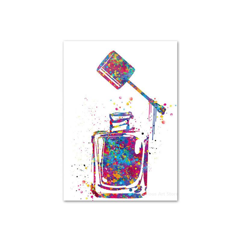 Nail Polish Watercolor Canvas Posters and Prints Cosmetic Salon Nordic Wall Art Pictures for Living Room Home Decoration