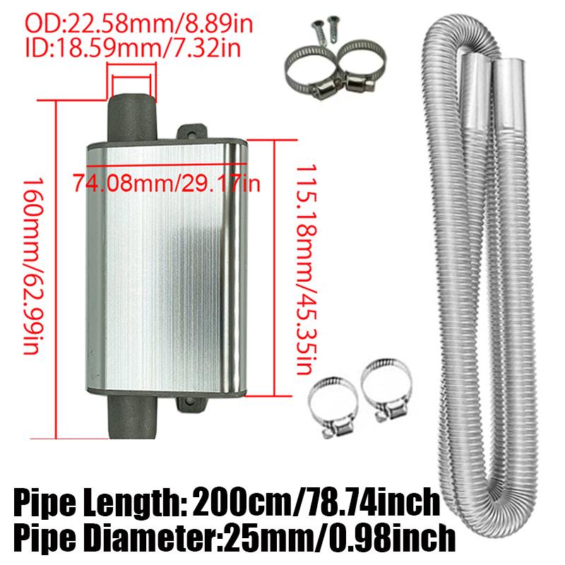 200cm Car Air Diesel Parking Heater Exhaust Pipe Tube Hose 24mm Air Filter Muffler Silencer With Clip For Webasto Eberspacher