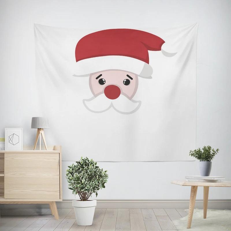 Christmas New Year White Bearded Santa Claus Pattern Living Room Bedroom Decorative Tapestry