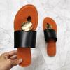 Large Size Women Sandals Flat Summer Beach Slides Shoes Leather Summer Outdoor Slippers Woman Open Toe Women Metal Sandals