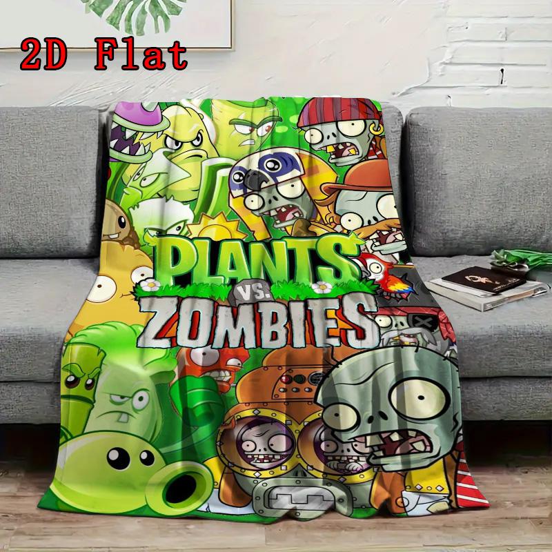 Plants vs. Zombies print 2D Flat Pattern Flannel Blanket High quality All Seasons Warmth and Comfort Perfect for Christmas Gifts.P260914580