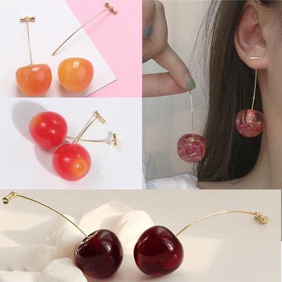 New Immortal Petal Cherry Cherry Stud Earrings, Burgundy Cherry Earrings, Earrings, Cute Fruit Earrings.