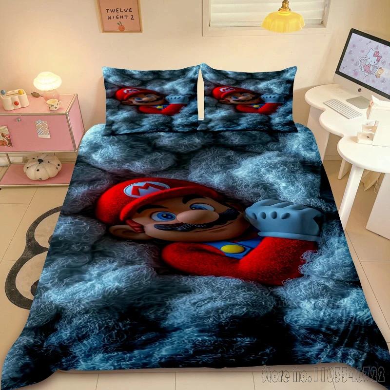 

Comforter Anime Bedding Sets Super Mario Bros Child Baby S Bedclothes Twin Single King Kids Adult Gift Comforter (quilt)-EU Single(135*200cm)3pcs