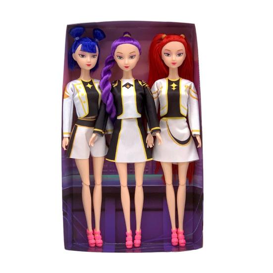 3Pcs K-pop Fashion Doll with 9 Movable Joints Dynamic Pose Doll Collectible Action Figure with Unique Style