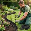 33FT - 100FT No-Dig Landscape Edging with Anchoring Spikes, 1.5 In. Tall Straight Top Plastic Garden Border Foot Kit, Black