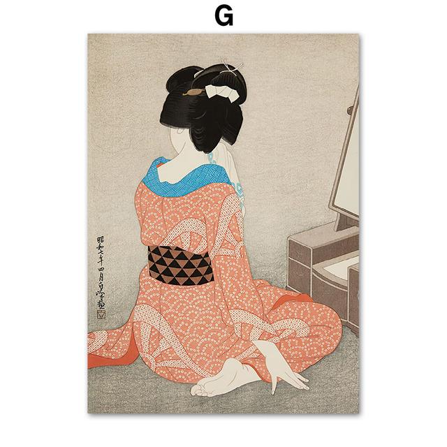 Nordic Japan Ukiyo Sumo Geisha Fuji Edo Period Wall Art, Canvas Painting, Posters and Prints, Pictures for Living Room Decor