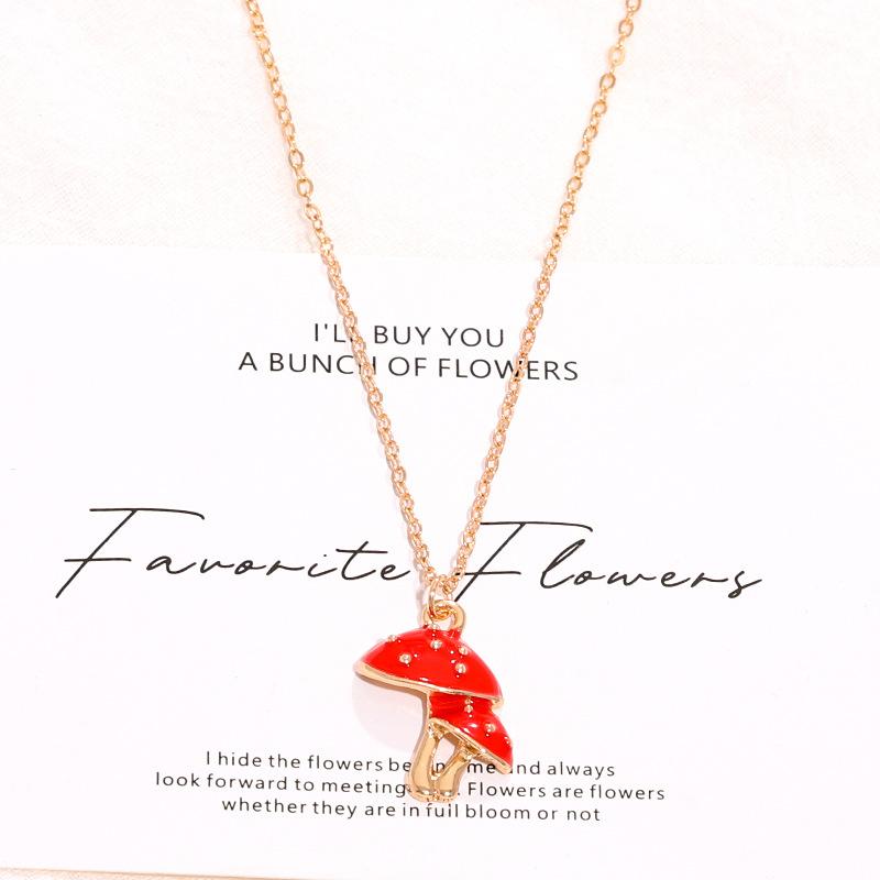 

1 комплект модной креативной милой дофаминовой расцветки металлический крапчатый кулон в виде гриба женское ожерелье серьги набор украшений