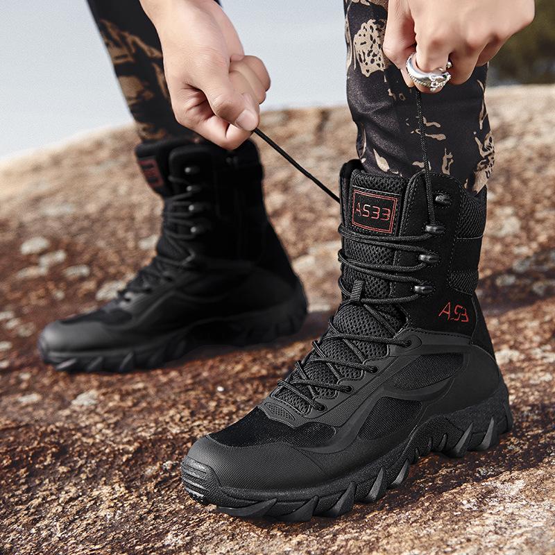 Men's and Women's Special Forces Tactical Training Padded Warm Lightweight Hiking Waterproof Anti-slip High-top Military Boots Snow Boots Cotton Shoes