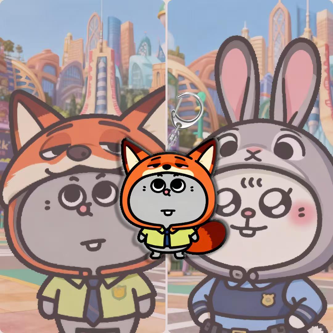 

Zootopia 2 Cute Acrylic Keychain: Nick & Judy