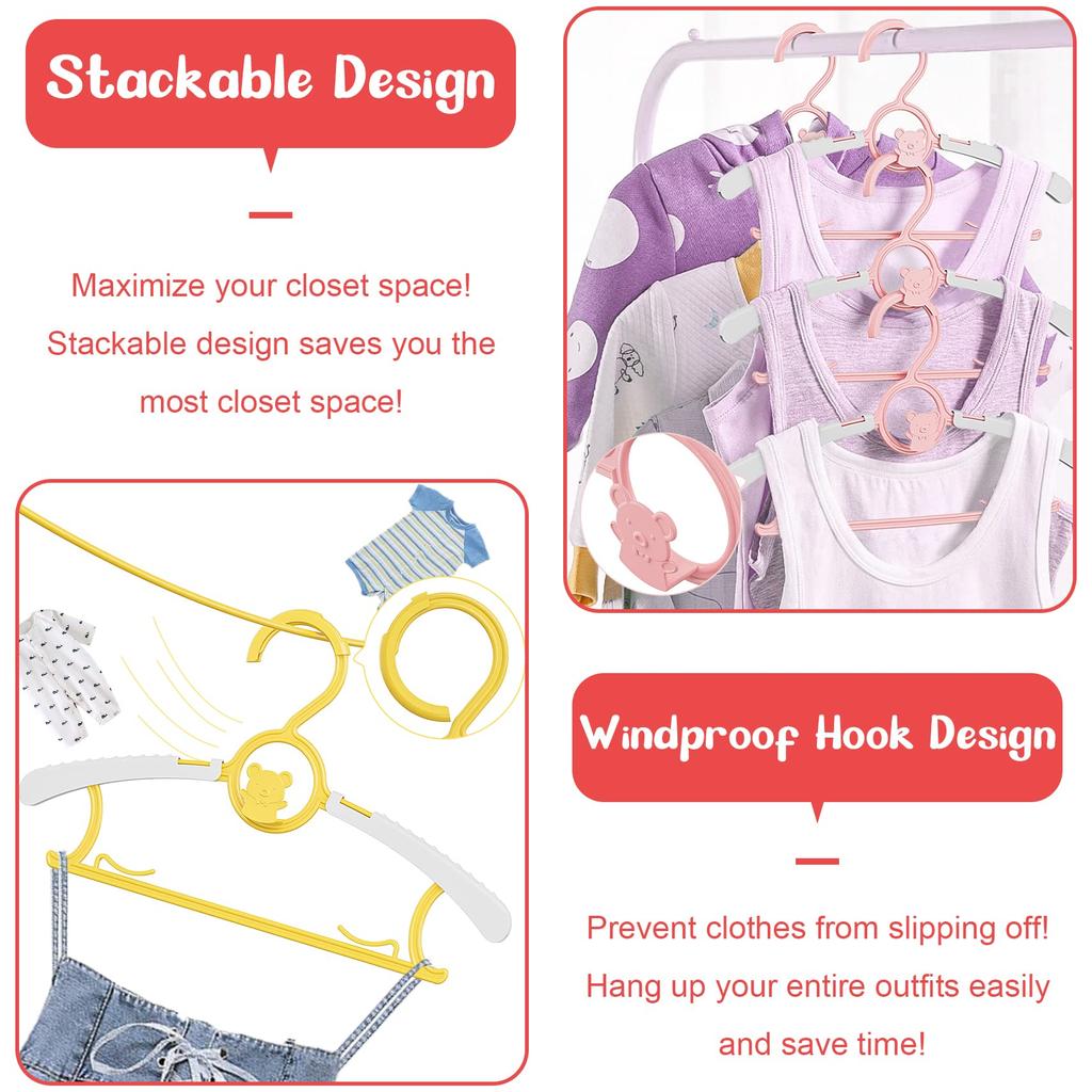 Ultra-Thin Non-Slip Laundry Infant Pant Hangers for Newborn Clothes -Adjustable Children Coat Hanger for Girl Boy Toddler Kids