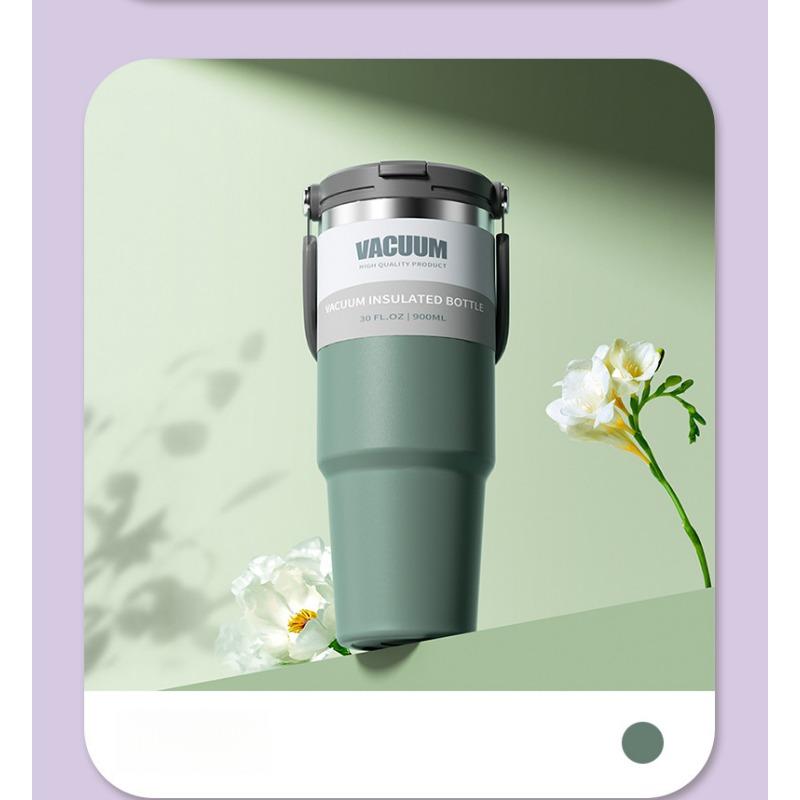 1PC Thermos Cup 30oz Car Cup Stainless Steel Car Ice Cup Portable Giant Vacuum Portable Straw Water Cup