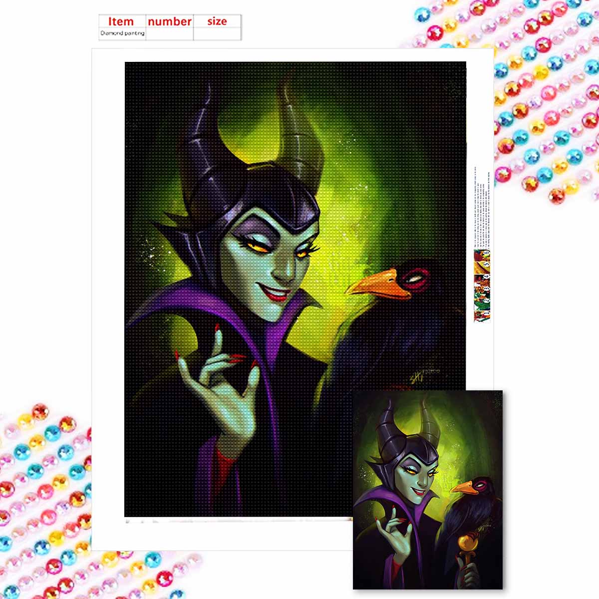 

5D DIY Diamond Art Painting Kits for Adults, The Evil Witch Full Round Crystal Diamond Kits for Beginner for Home Wall Decorate Round 20x30cm