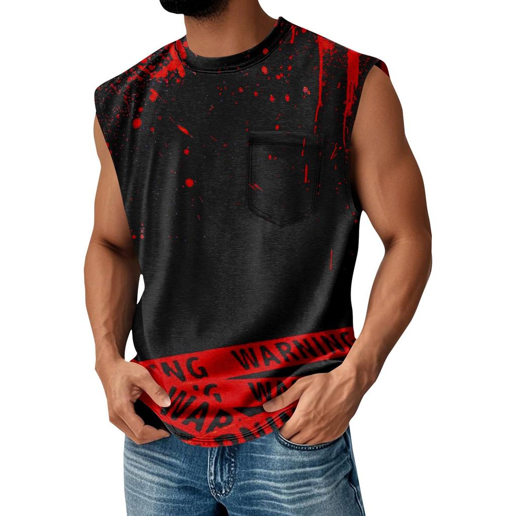 Men's Summer Solid Color Pocket Sports Vest Men's Sports Casual Vest
