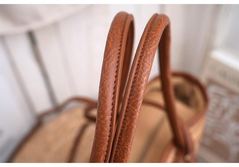 European & American Retro Women's Handmade Woven Straw Shoulder Bag, Casual Vacation Style