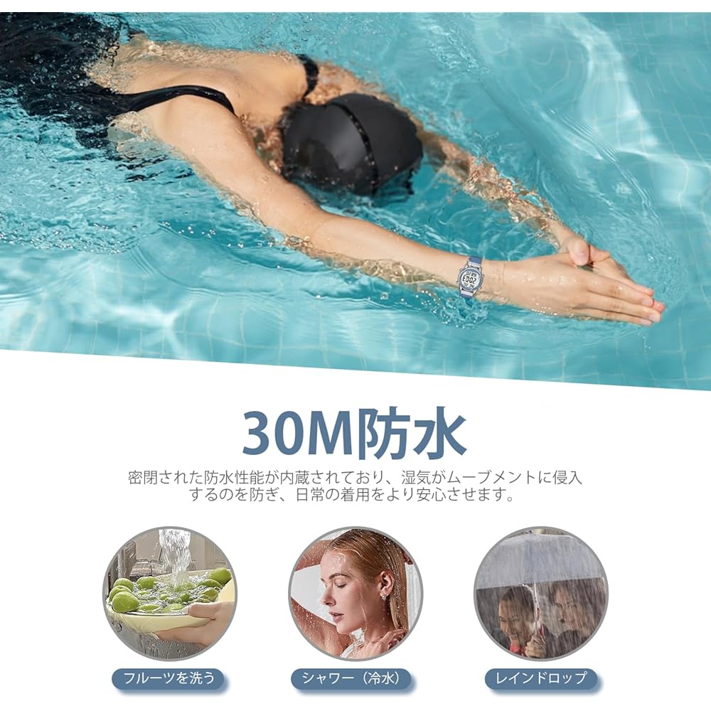 Hearkent Women's Pedometer Watch Waterproof Backlight Step Count Distance Calories Stopwatch Alarm Large Digital Display