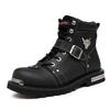 Martin boots fashionable men's high-top locomotive boots multi-zipper metal element non-slip and wear-resistant men Martin