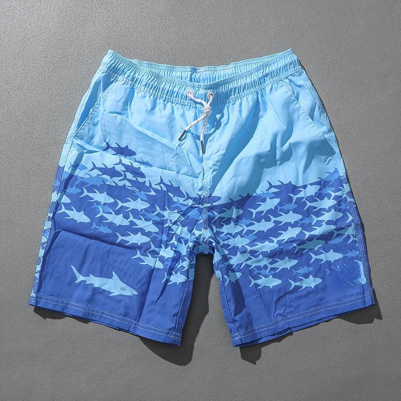 

White Shark Blue Ocean Muay Thai Kickboxing Training Shorts Print Quick Dry Martial Art Boxer Unisex Men Women Kid Fighting Fitness Sport Gym Workout S
