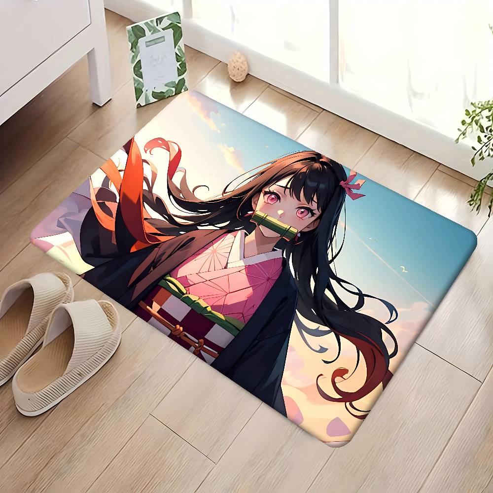 1PC Anime Charater Nezuko Door Mat Washable Non-Slip Living Room Sofa Chairs Area Mat Kitchen Doormat Area Rug