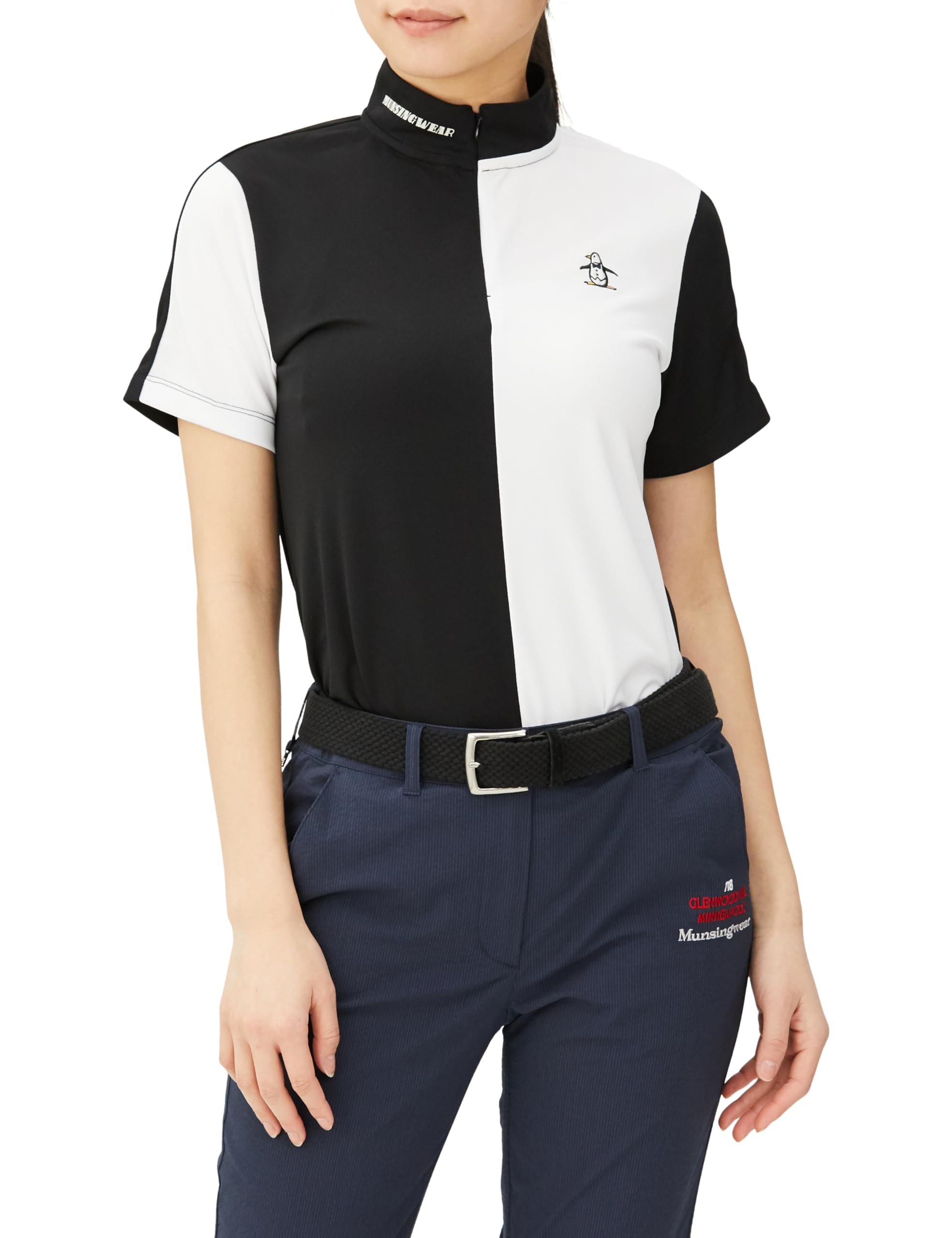 

shirt BK00 [Munsingwear] Short-sleeved [ENVOY] Half-zip, asymmetrical, sweat-wicking, quick-drying, fast-drying, sporty, golf, MEWXJA05, women s,