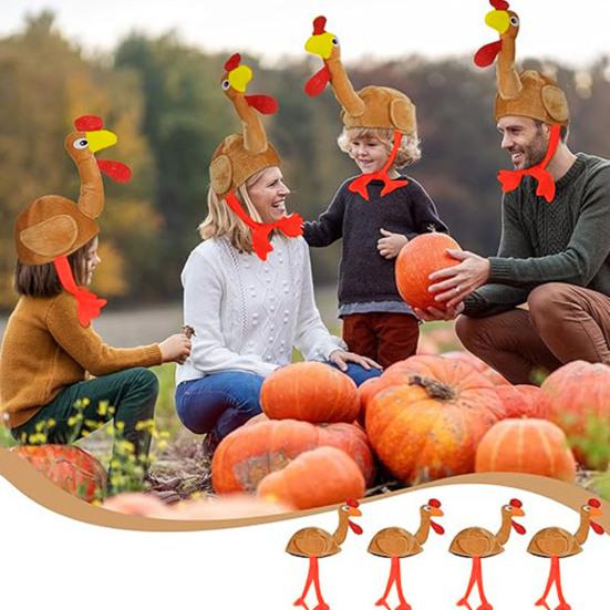Thanksgiving-kostymetilbehør Plysj kalkunhatt Hodeplagg Høneøye Kyllingben pannebånd til nyttårsfestutstyr