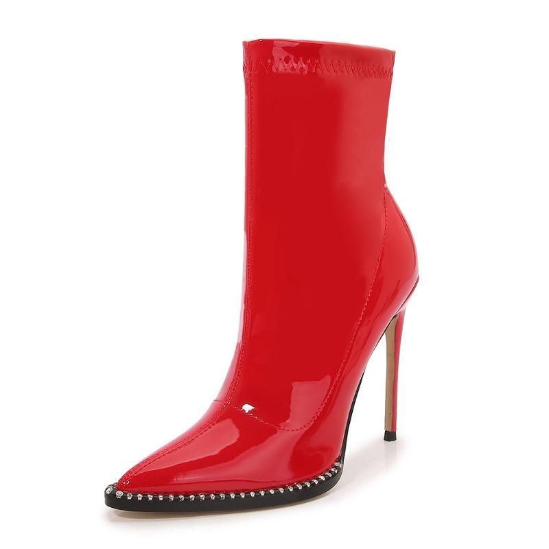 

Simple women s boots, rhinestone circumference, thin heels, super high and sexy nightclub slim short boots tide (sold out, no replenishment) 46