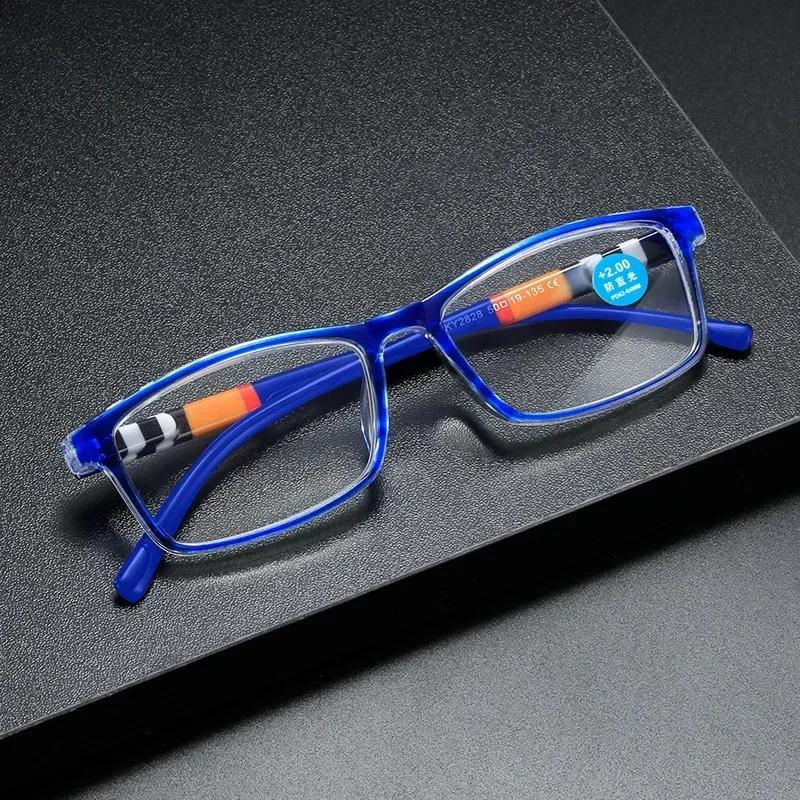New Fashion Anti Blue Light Reading Glasses with Spring Legs Men Women High-definition Far Sighted Eyeglasses Plus Diopter +2.5