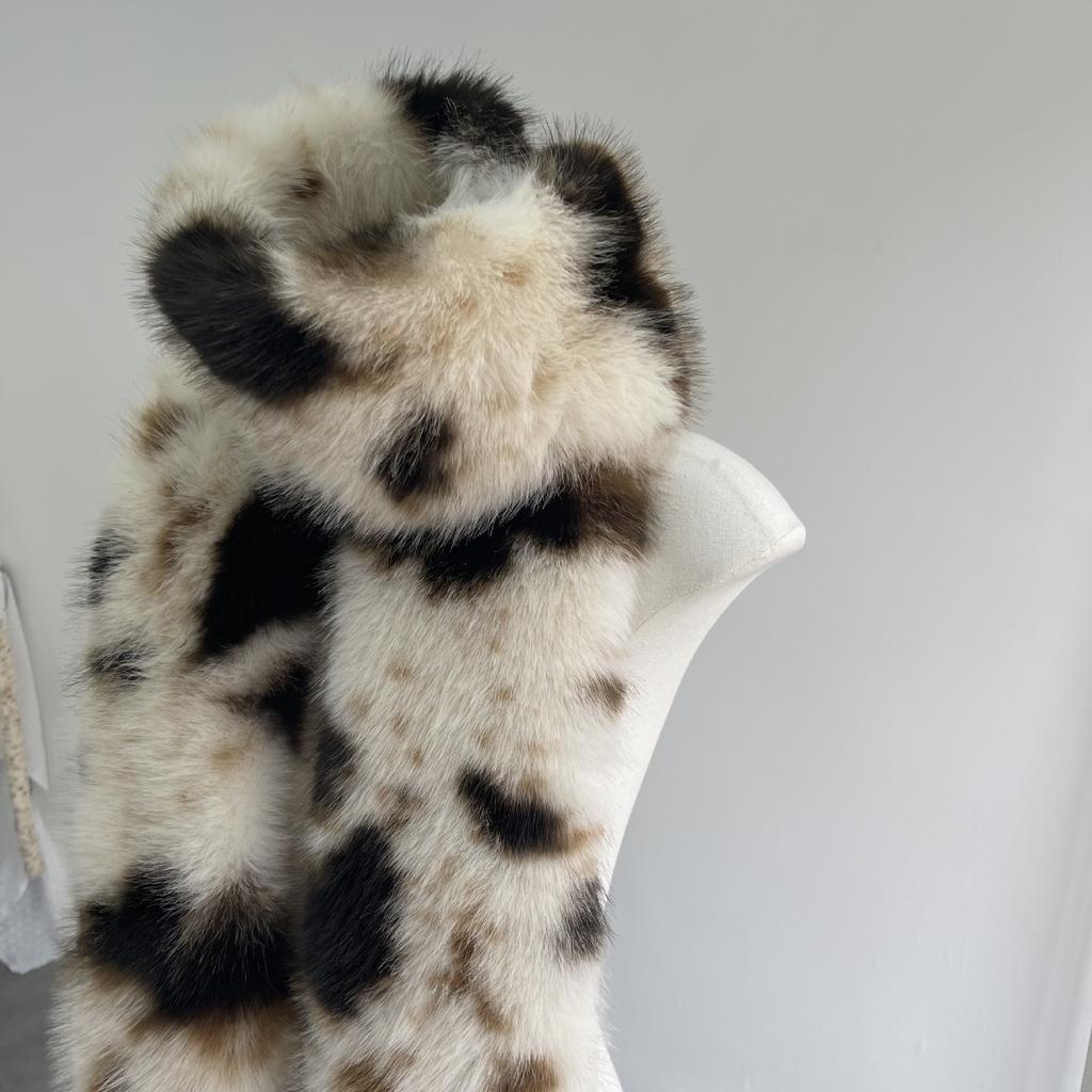 Faux Fur Long Scarf Womens Leopard Print Warm Plush Scarf Trending Scarf Wrap Y2K Accessories Luxury Imitation Rabbit Hair Shawl