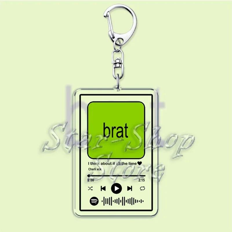 Hudba Charli XCX Brat Album Klíčenky Horké Písně Playlist Přívěsek Klíčenka na Doplňky Taška Klíčenka Kroužek Šperky Dárky pro Fanoušky