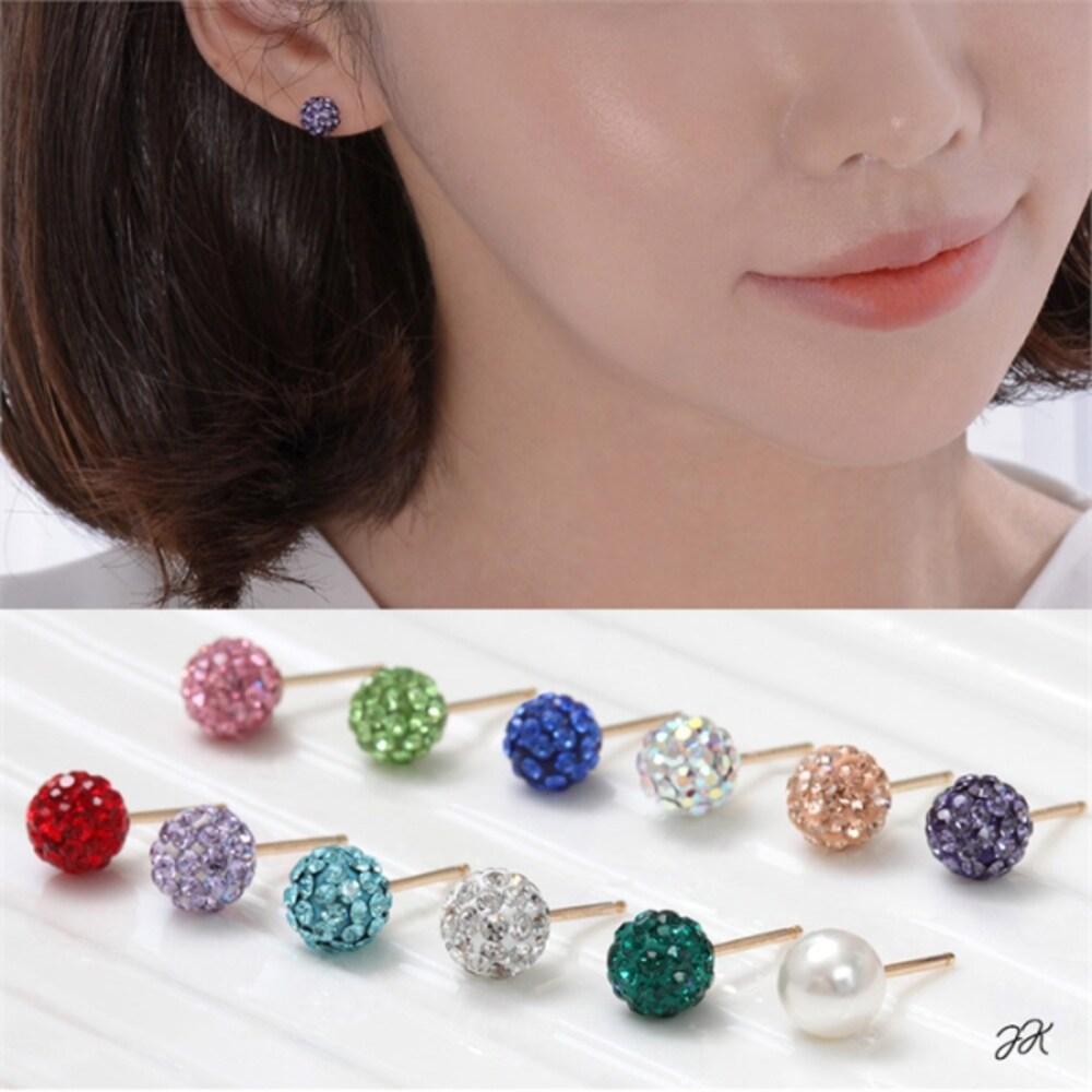 14K Gold-Filled Birthstone Colored Cubic Ball Single Needle Earrings
