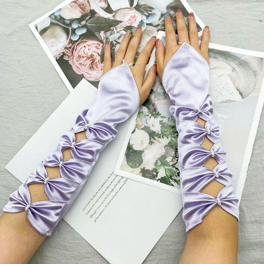 Bow Party Formal Gloves Arm Warmer Full Finger Gloves Fashion Design Women Long Gloves Girls