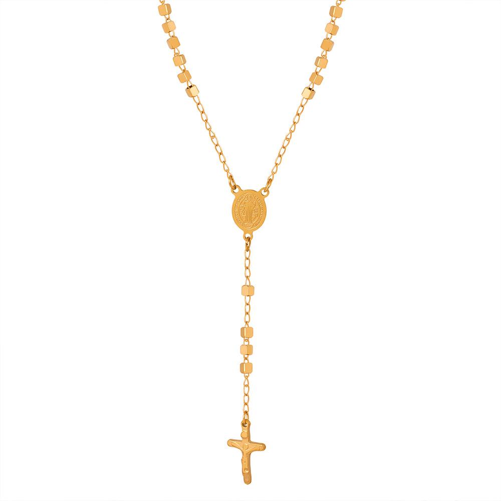 Hainon Stainless Steel Necklace Sweater Chain Tassel Cross Pendant Necklace 20.4inches